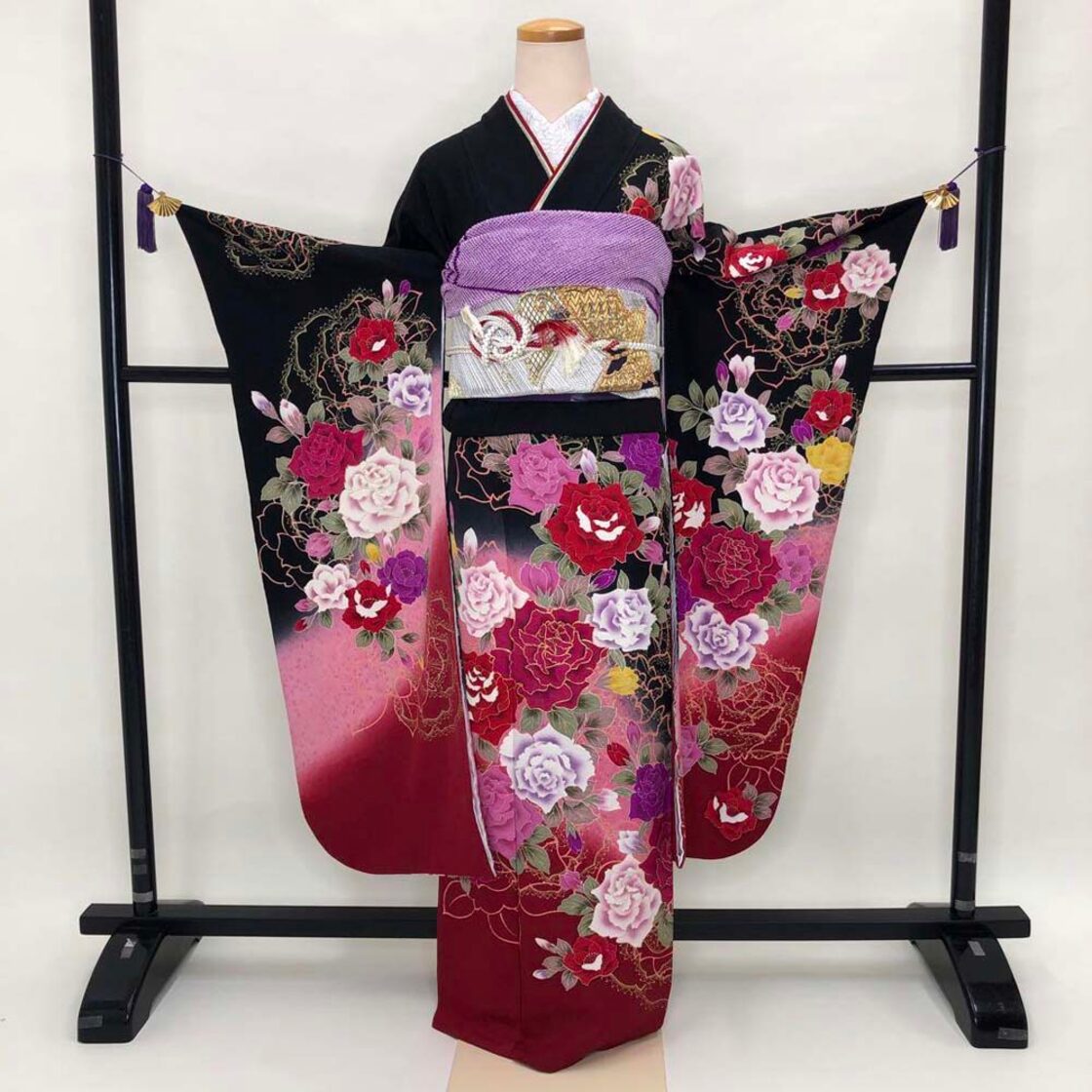 振袖フルセット 裄67cm 身丈173cm 長襦袢セット 総柄 振袖 帯 帯揚げ  