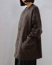 MAYKAM - MOHAIR STAND COLLAR JACKET :BROWN|キッドモヘア/二重袋編みスタンドカラー