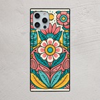受注生産 iPhoneケース 大きなピンク花のサイケ民芸柄｜花モチーフ PSYF071C