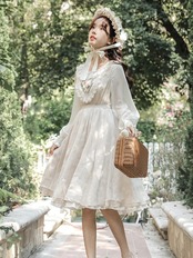 【0132】French Style Frill Lace Long Sleeve Dress