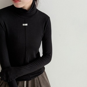 high-neck fitted cut-and-sew top J00146