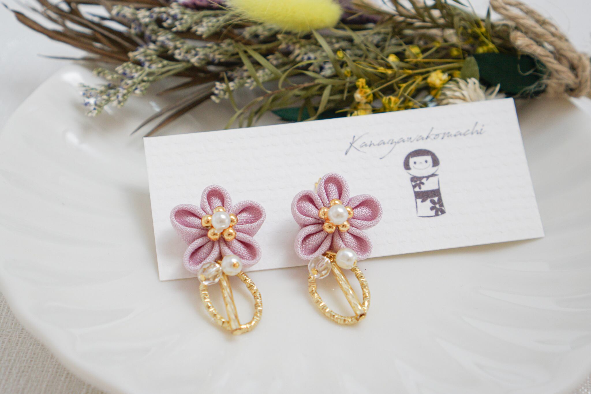 つまみ細工ピアスNO.23＊Light color＊ | 金澤こまち -accessories-