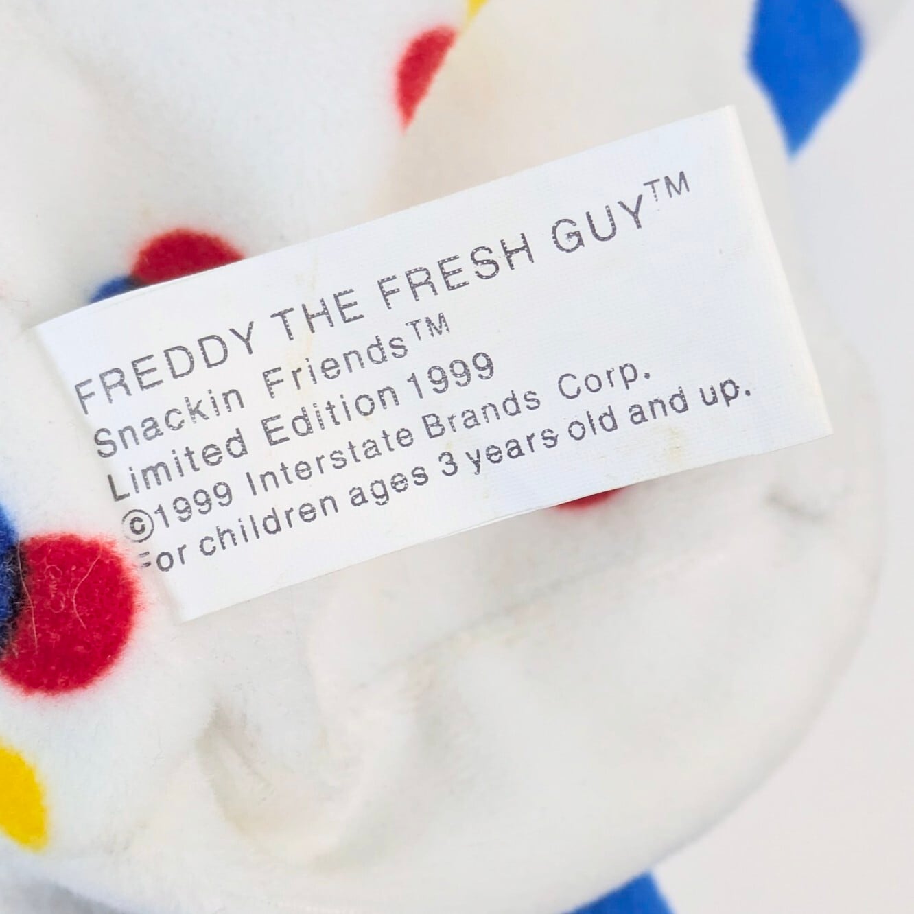 ☆ VINTAGE 1999 ☆【 Wonder Bread ( ワンダーブレッド ) 】Snackin Friends『 フレディ・ザ・フレッシュガイ 』ビーンぬいぐるみ / プラッシュ plush〚アメリカン雑貨 アメトイ〛