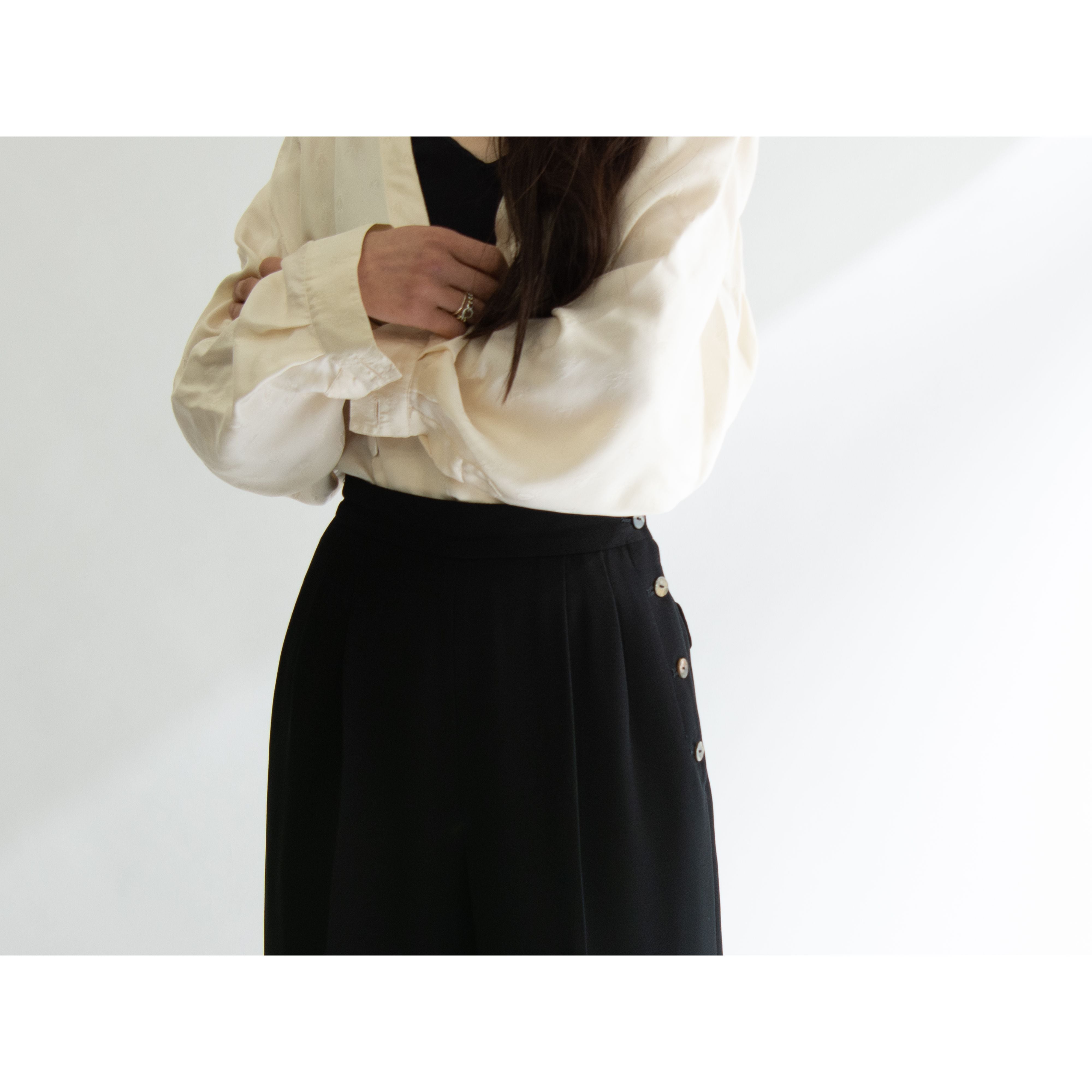 【tricot COMME des GARCONS】Made in Japan "AD1988" 100%Polyester Cropped Wide Pants(トリコ コムデギャルソン 日本製 ポリエステルクロップドワイドパンツ)