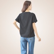 TRUBE ストローハットガールプリントTシャツ【M~L】ブラック