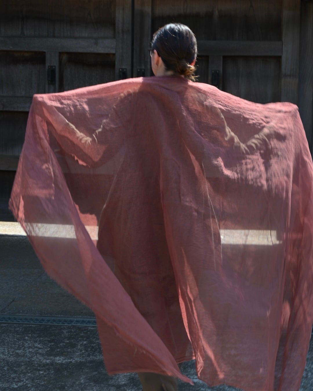 手染め 麻100% 大判麻布｜桜（植物染め）｜futashiba248 Linen textile