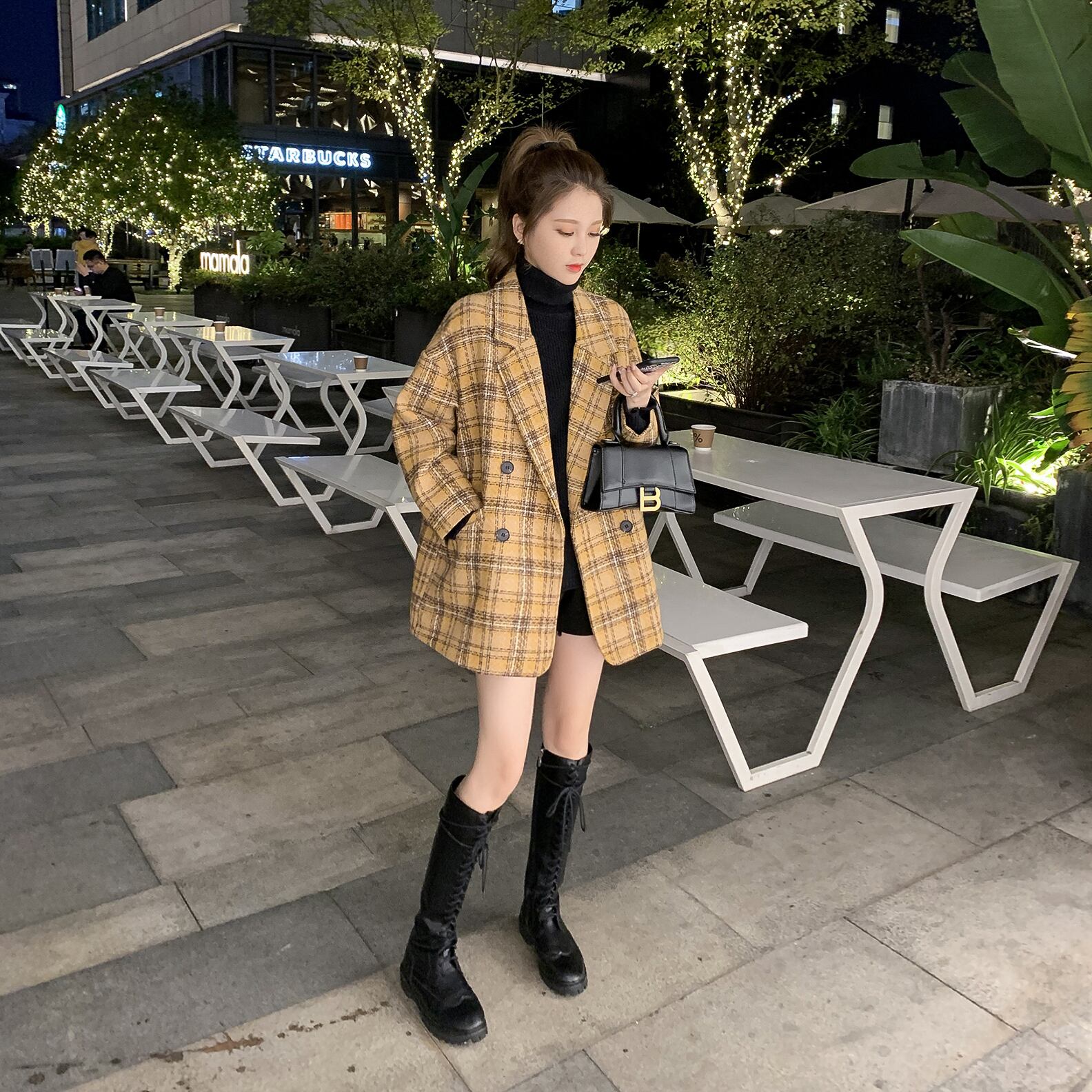 格子柄コート オータムウィンタースタンダードスタイル レトロ 秋物 冬物 6Du_Shop_Women79576164830