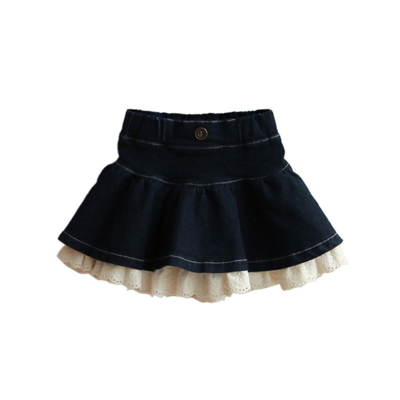 秋レース切り替えデニムスカート2色