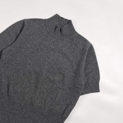 カシミヤ100% TESTA VIERA テスタビエラ ハイネック 半袖 ニット セーター L/グレー系 レディース