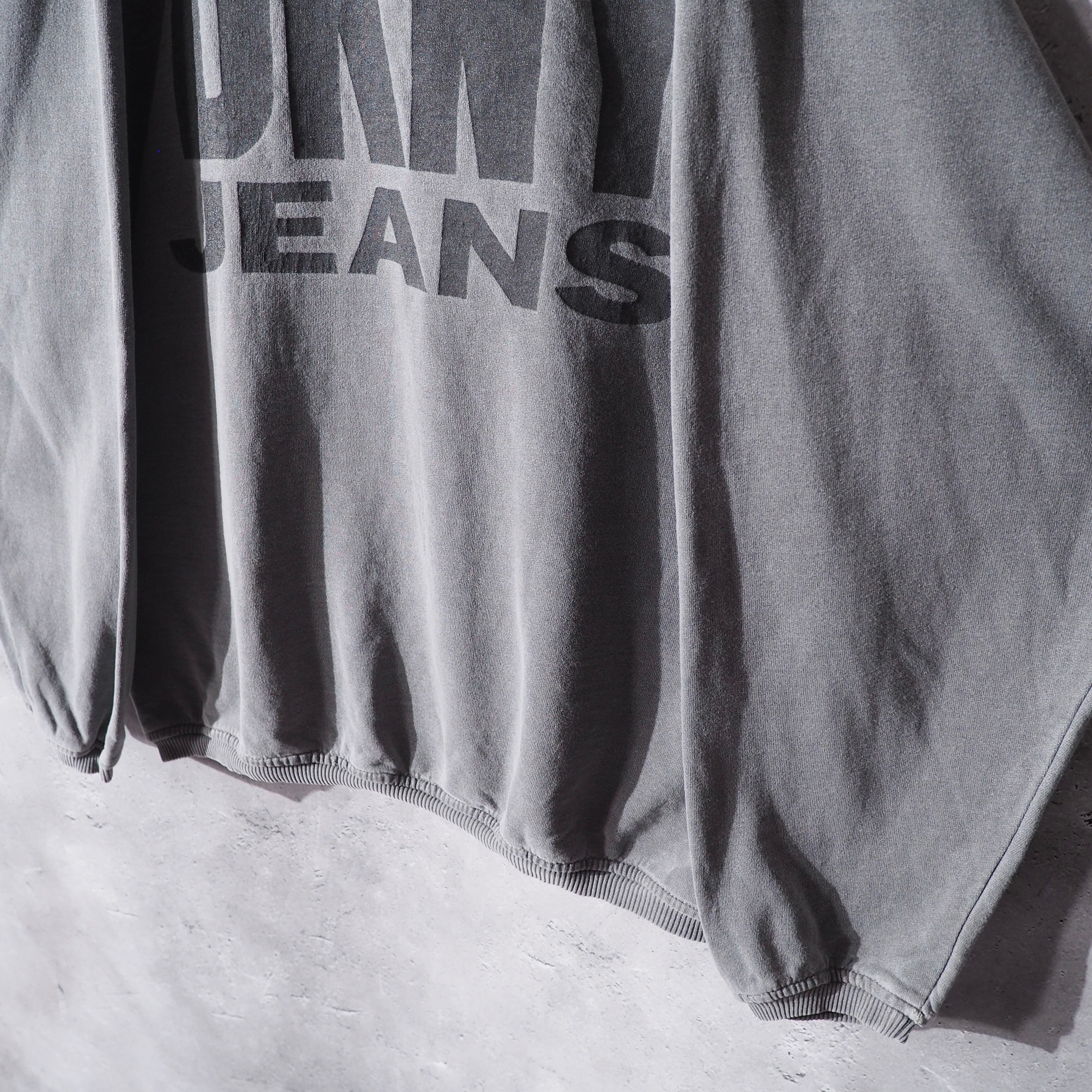 1990s " DKNY " Good Fade × Logo Printed vintage loose sweat shirt (Made in USA)