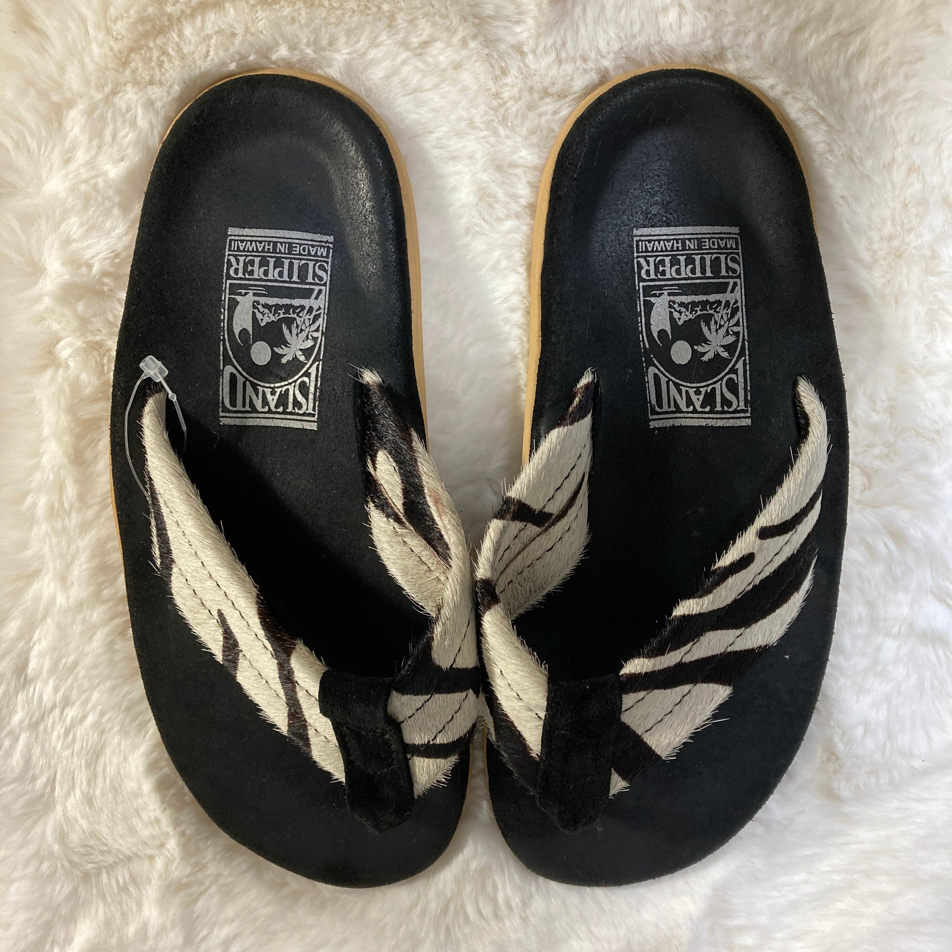 SLIPPER アイランドスリッパ　ブラック スエード 7 ハワイ製 ISLAND SLIPPER アイランド スリッパ スエードトングサンダル