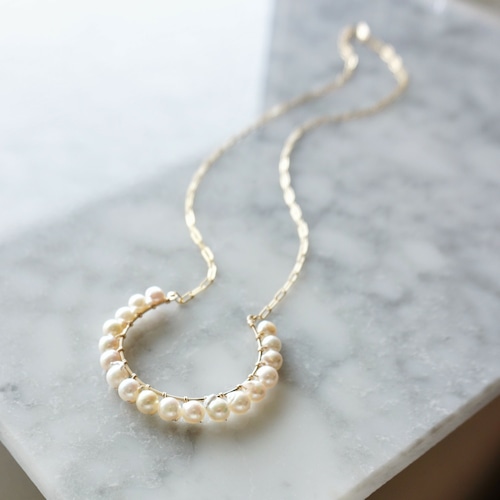 14kgf*Japanese Akoya sea pearl horseshoe necklaceパール