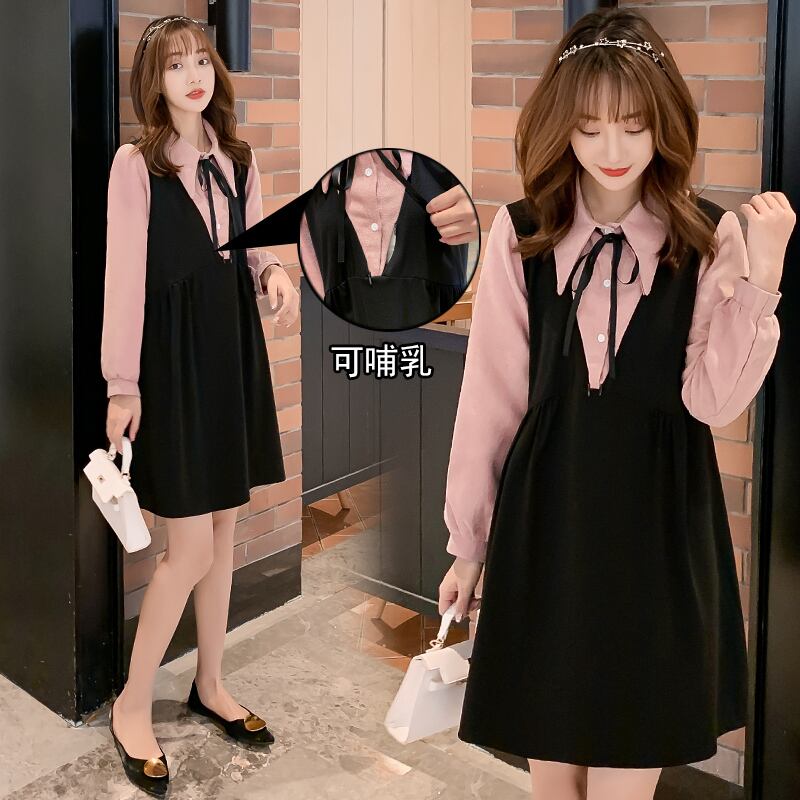 【新作】【送料無料】 母乳育児ドレス春のゆるい薄い休日2つの母乳育児妊娠中の女性のドレス スプリング 春物 AL expec396786053479