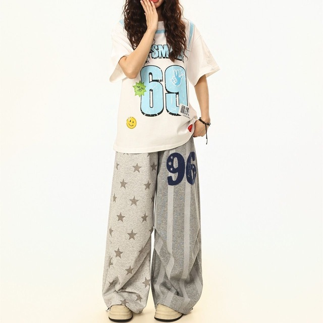 ナンバリングポップグラフィックTシャツ 2col   R01766