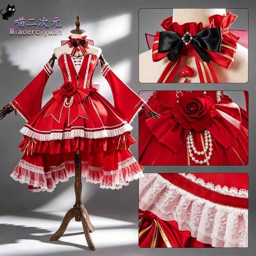 紅薔薇の舞踏会 レースとリボンのゴスロリコスプレドレス | ロリータ