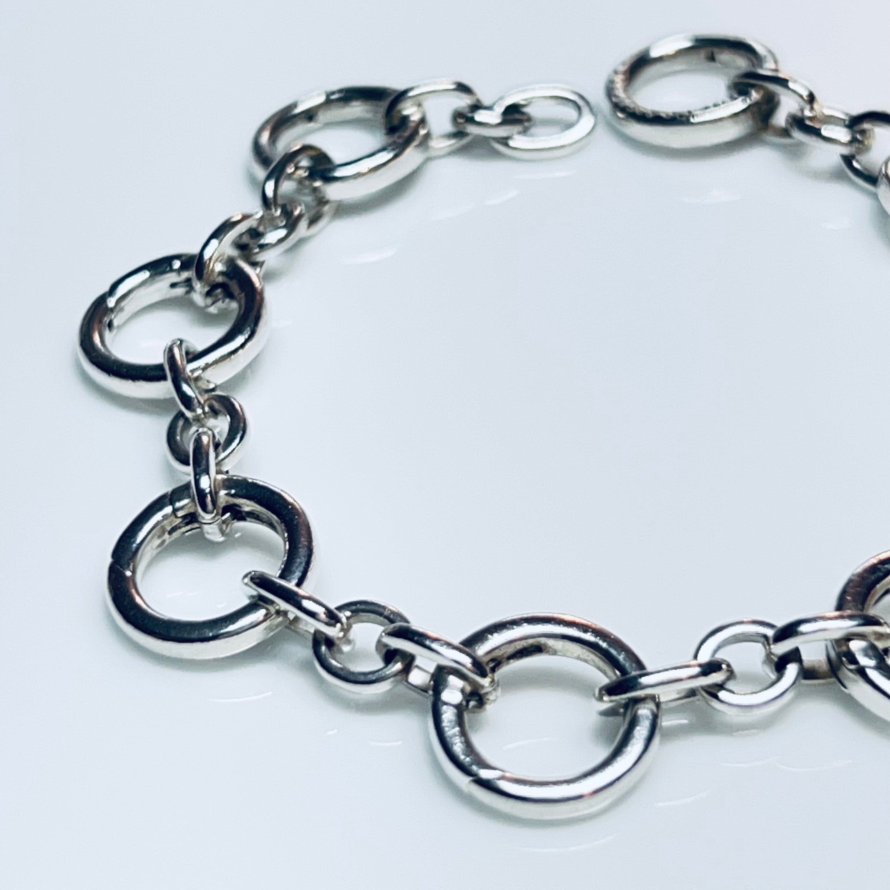 OLD TIFFANY & CO. Round Clasp Link Bracelet Sterling Silver