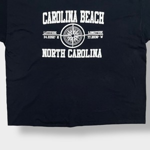 【FRUIT OF THE LOOM】4XL 超ビッグサイズ CAROLINA BEACH  ロゴ プリント Tシャツ 半袖 黒t ノースカロライナ US古着