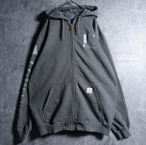 “Carhartt” Gray Print & Embroidery Design Zip Parka