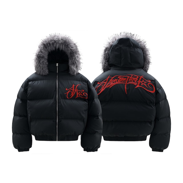 【暖かさUP】刺繍ファー中綿ジャケット T1989