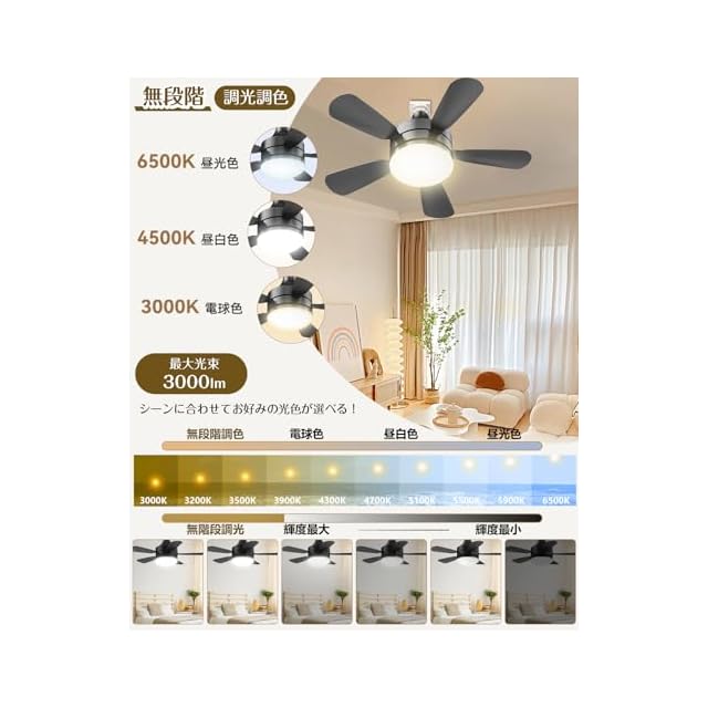 節電·目に優しい】TENKOO&YOU LED シーリングファンライト 扇風機 28W