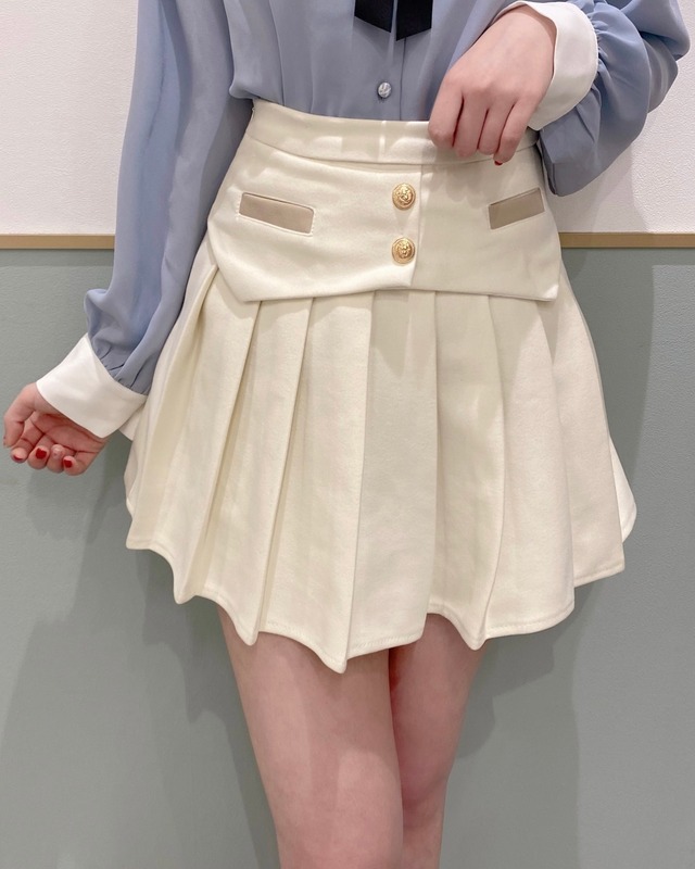 Pleats Leather Pocket Mini Skirt