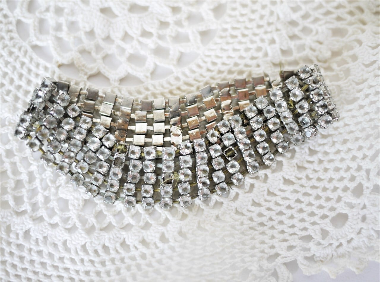 ヴィンテージ ラインストーン ブレスレット?イギリス パーツ