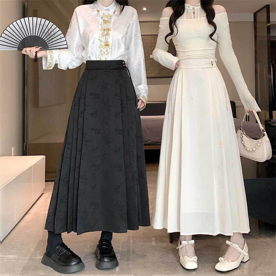 SEASONZ 中華ロリータ ロングスカート プリーツスカート 大人かわいい