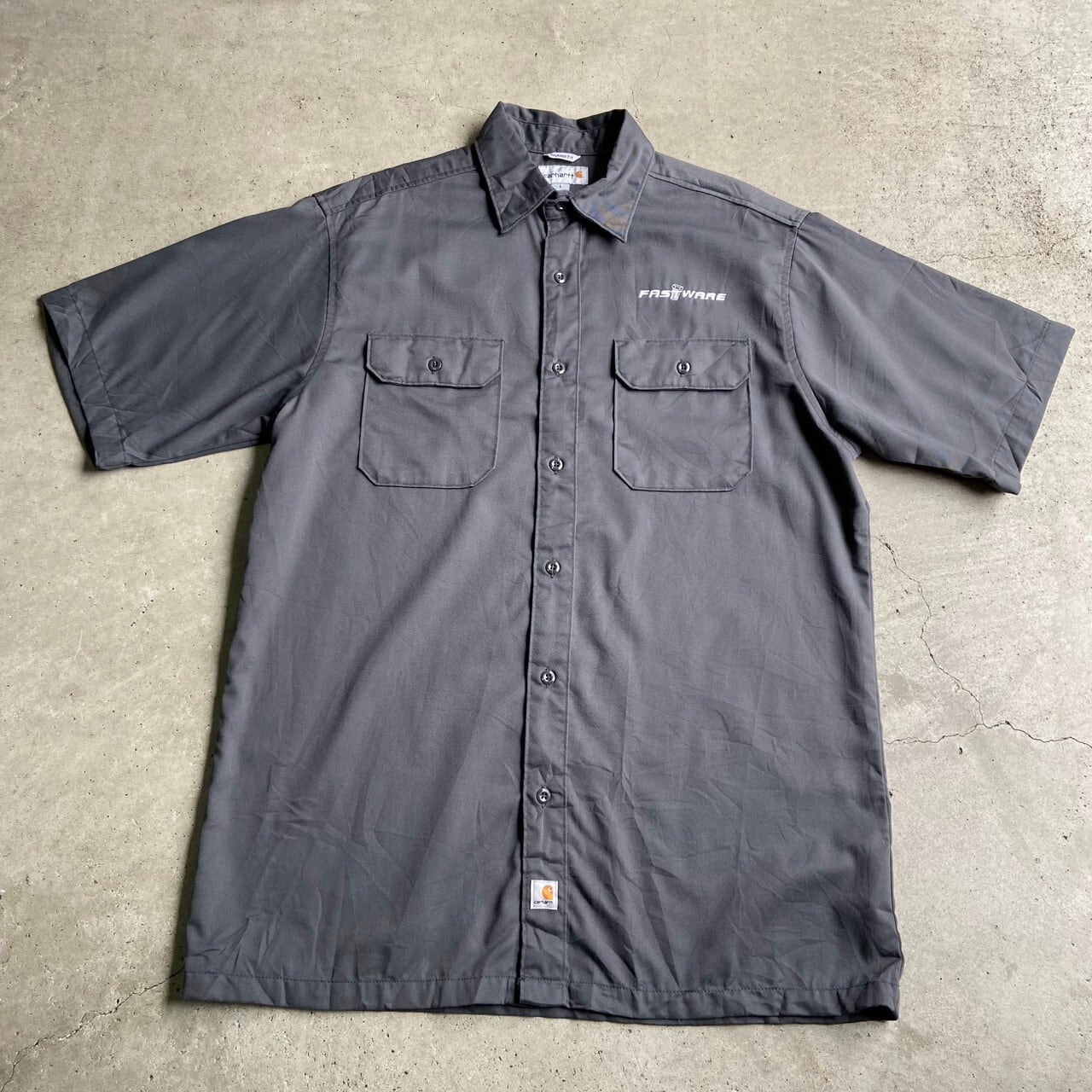 Carhartt カーハート 企業ロゴ刺? ワンポイント 半袖ワークシャツ メンズXL相当 古着 グレー RELAXED FIT【半袖シャツ】 |  cave 古着屋【公式】古着通販サイト