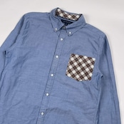 TOMMY HILFIGER トミーヒルフィガー NEW YORK FIT エルボーパッチ BD ボタンダウン オックスフォード 長袖シャツ XL/ブルー メンズ