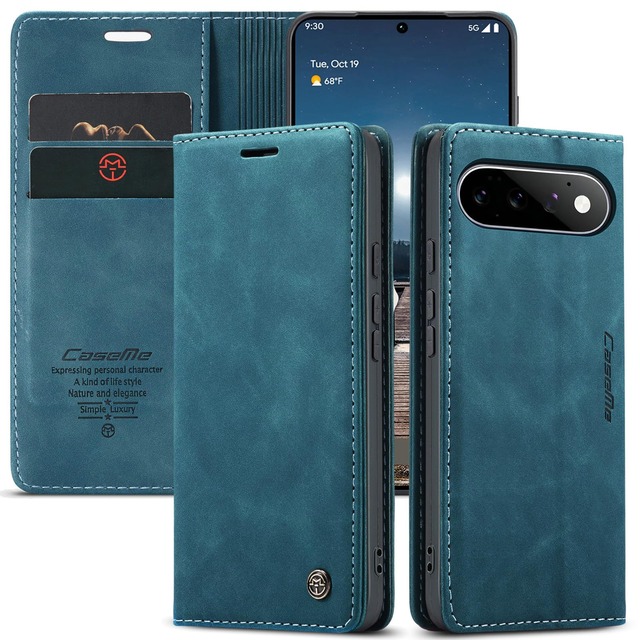 OURJOY Google Pixel 11/11 Pro 用 ケース 手帳型 横置き レザー TPU 全面保護 マグネット式 カード収納「グリーン」
