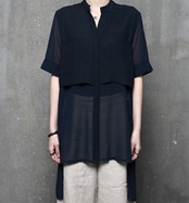 フロントショートバックロングシフォンシャツ