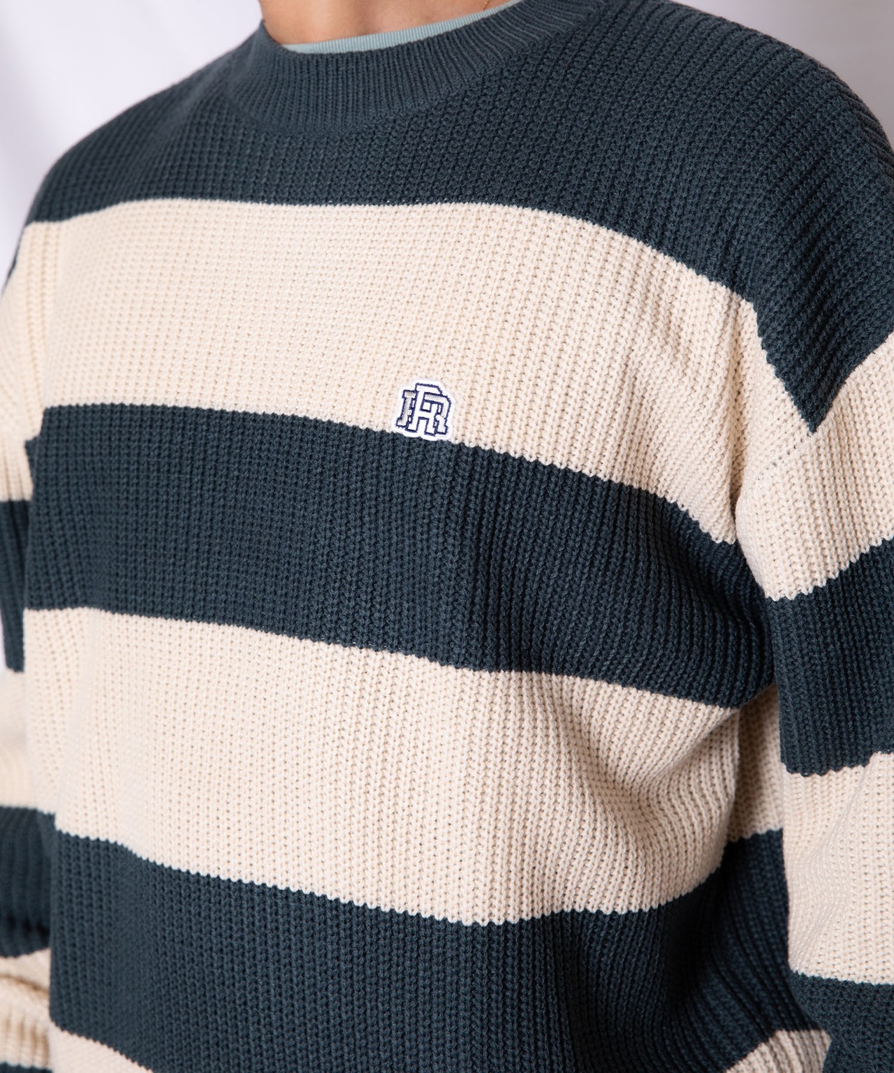 【#Re:room】ONE POINT BORDER BIG CREW KNIT［REK123］