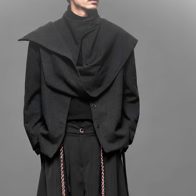 【ORV0056】Wool-Blend Stand-Collar Jacket, Loose Coat / 2color