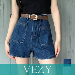 デニムショートパンツ ハイウエスト美脚夏 レディースパンツ ミニデニム ボトムス 大人カジュアル デニム短パン ホットパンツ 脚長 おしゃれ ジーパン オルチャン ボトムス VEZY ベジー ItemNo.【23218804】