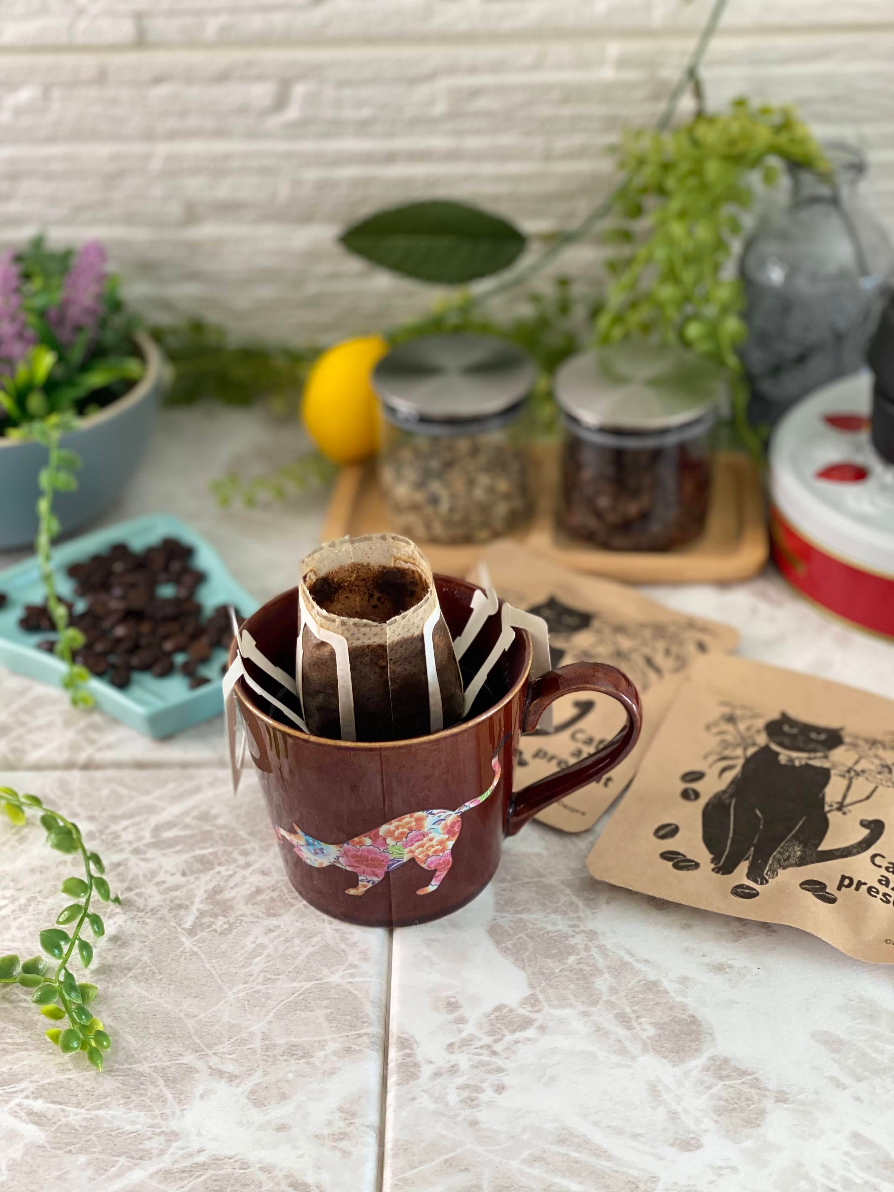 猫ラベルクラフト(中煎り) 3個セット azpresent ドリップバッグ珈琲