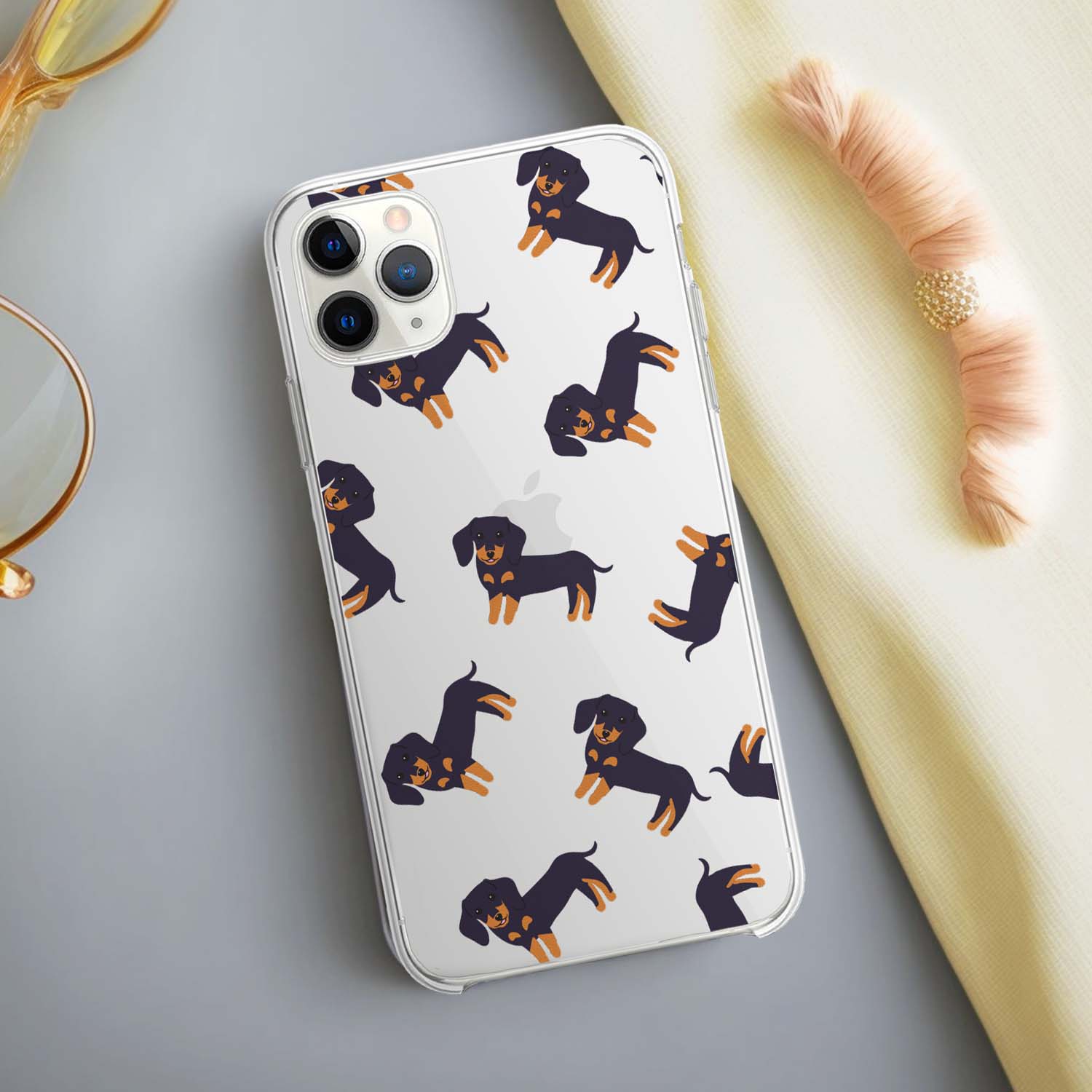 ダックスフンド パターン柄 】 スマホケース クリアソフトケース 犬 犬
