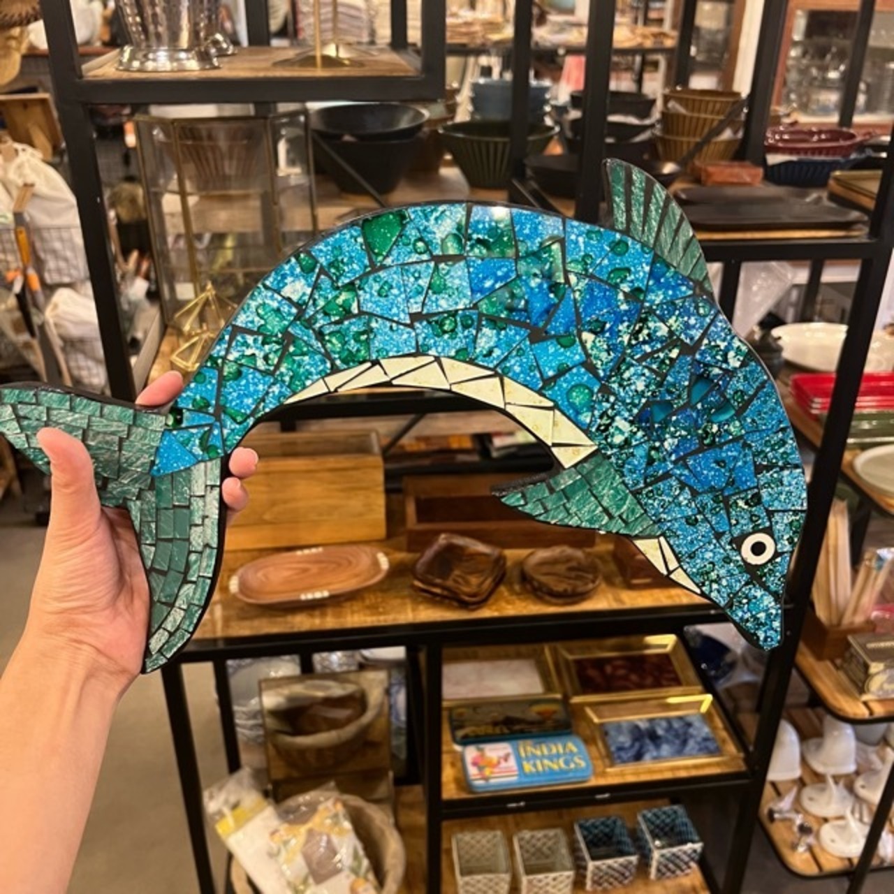 Mosaic Dolphin　モザイク　イルカ　雑貨　オブジェ　ディスプレイ　ガラス