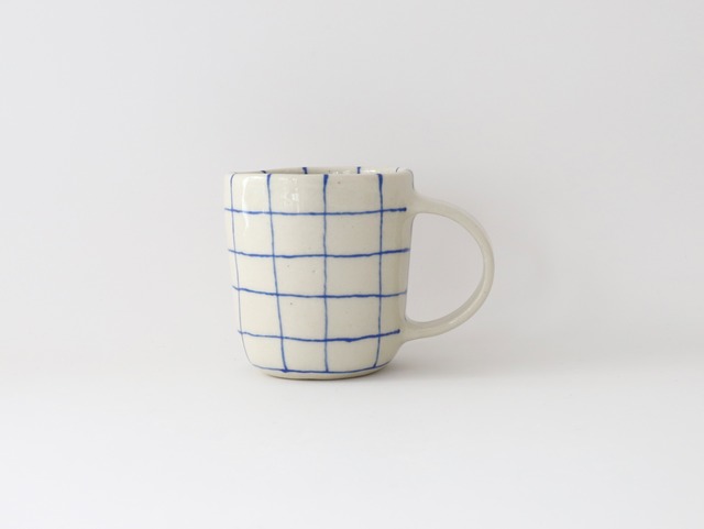 中囿義光　マグカップ（チェック） ブルー Ｂ