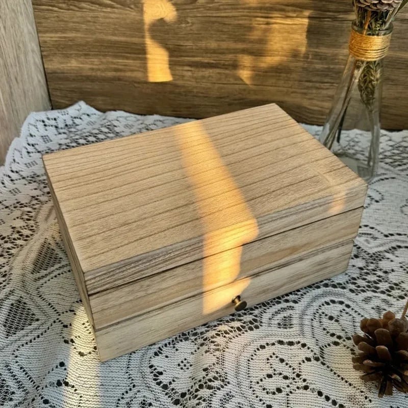 ジュエリー ボックス エレガント 2段 木製 ミラー 付き ナチュラル