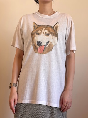 CU17-2 USED DOG TEE "SIBERIAN HUSKY/USA製" -WHITE-