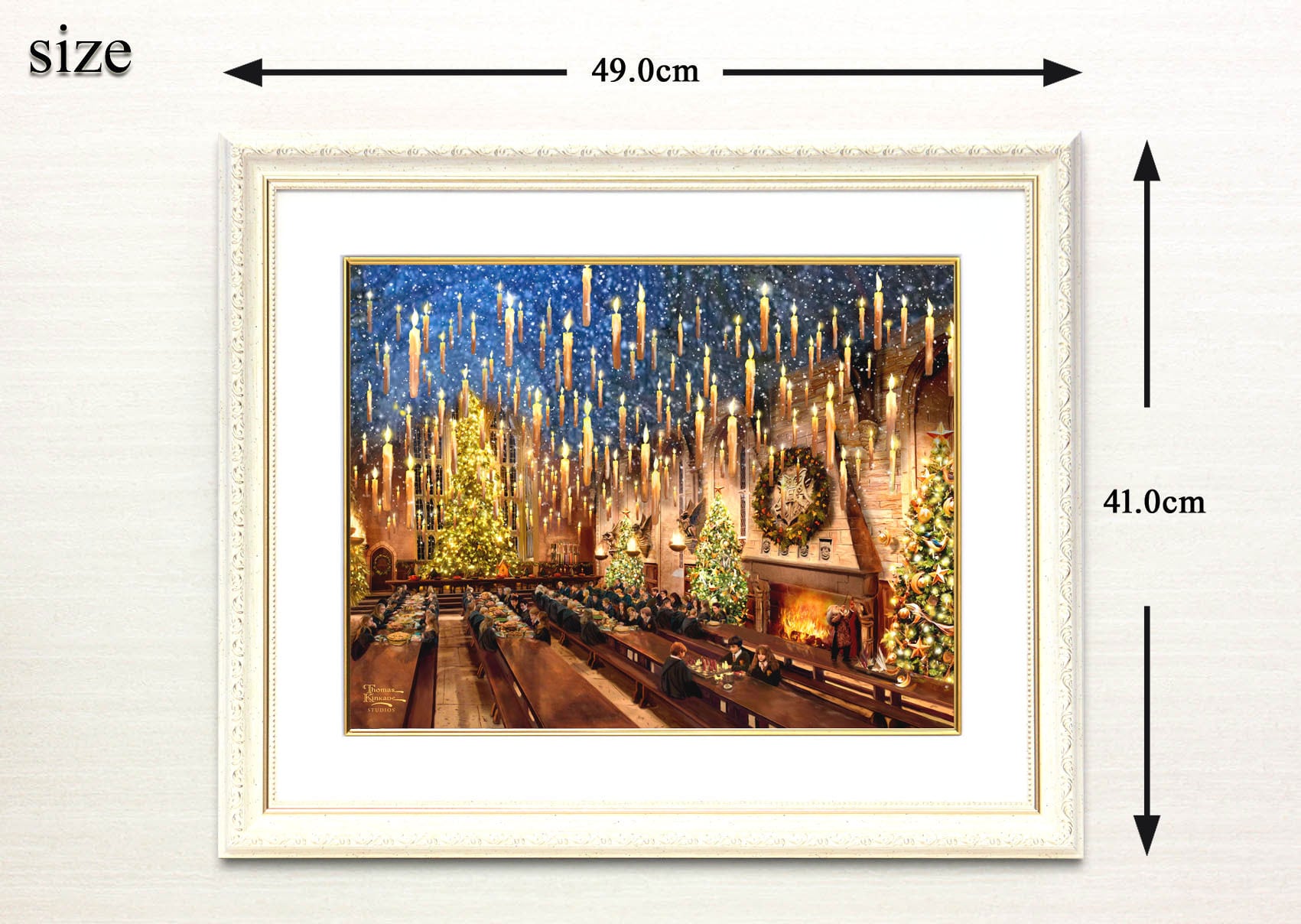 トーマス キンケード スタジオ「ハリー・ポッター/グレート ホール」額縁 作品証明書 展示用フック付き アートプリントポスター
