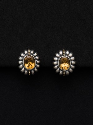 Citrine Caviar Pierced Earrings