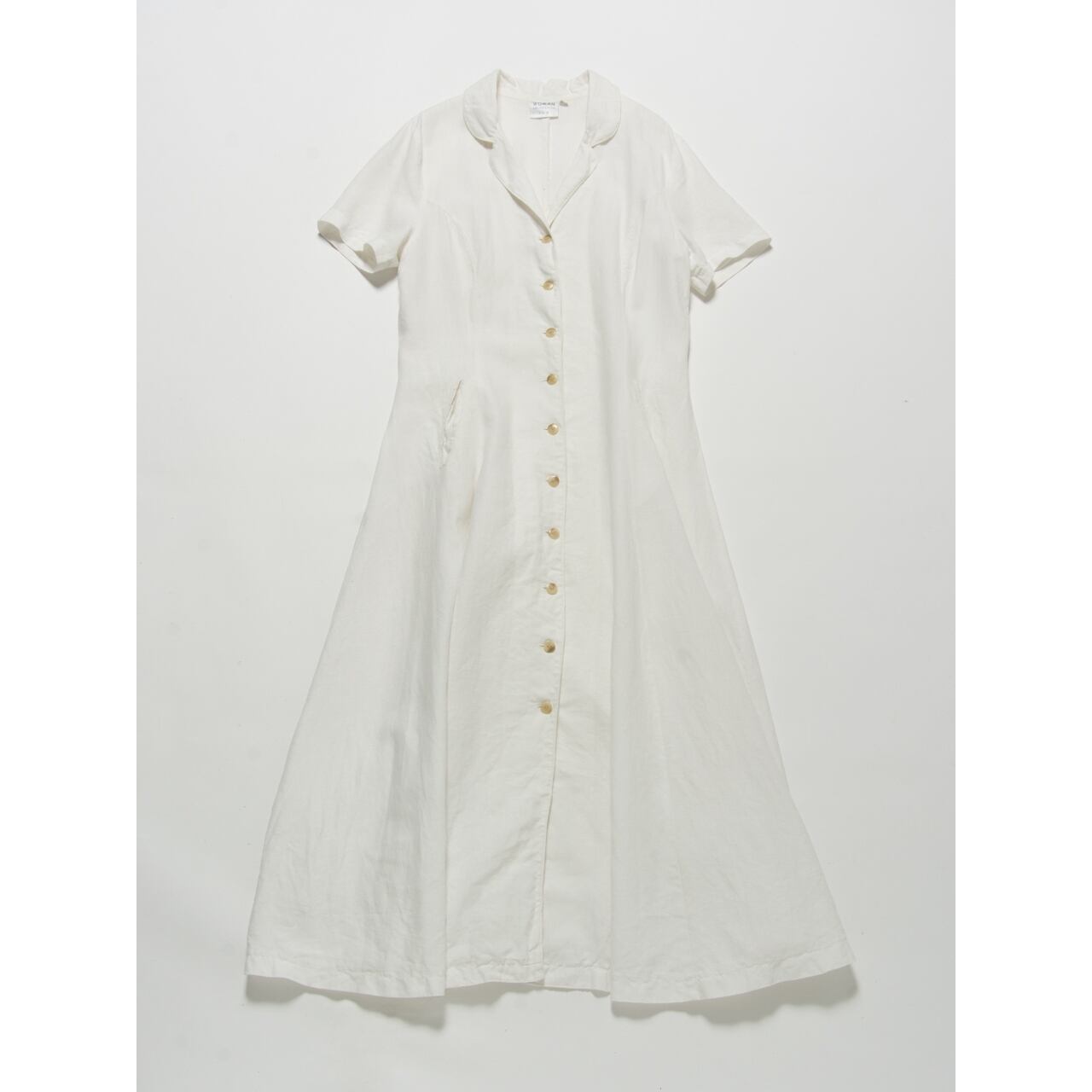 【H&M】70's linen flare long shirt one-piece（リネンフレアロングワンピース）4d
