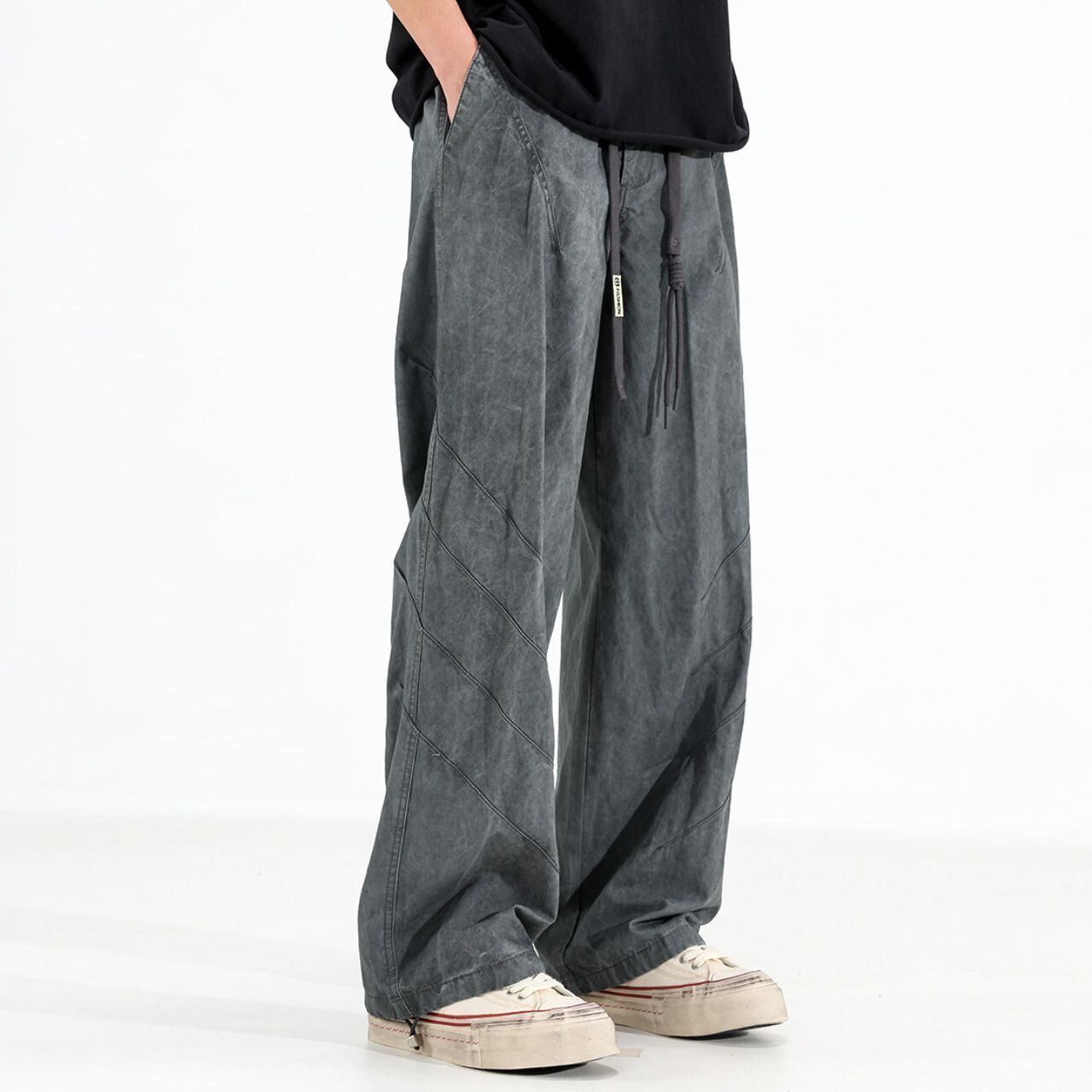 ウォッシュライクテックシームワイドパンツ 1col   A00267