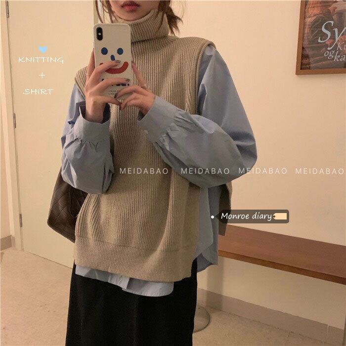 セーター レディースオータムウィンタートップス ルーズショートノースリーブニット 半袖 ハーフスリーブ 秋物 冬物 モンロー81960599717