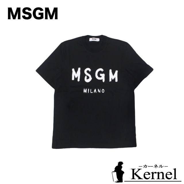 MSGM／エムエスジーエム／2640MM97-95298／REGULAR T-SHIRT WITH BRUSHSTROKE MSGM LOGO 