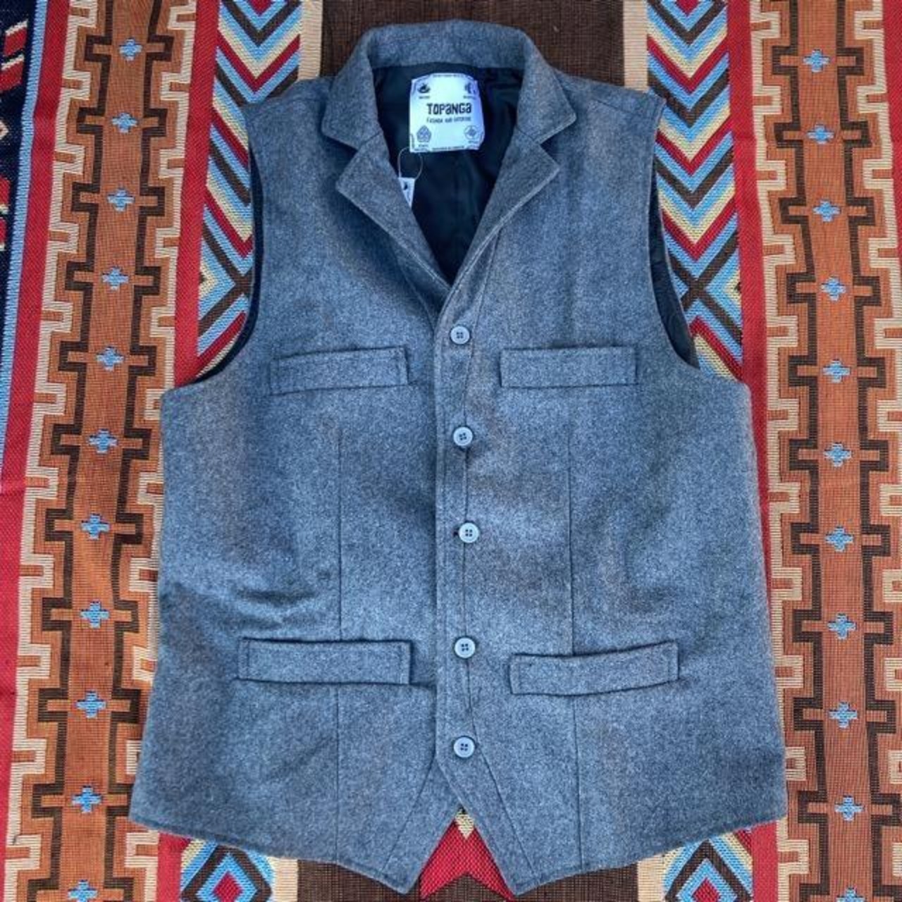 TOPANGA　Men's　襟付きウールベスト　グレー