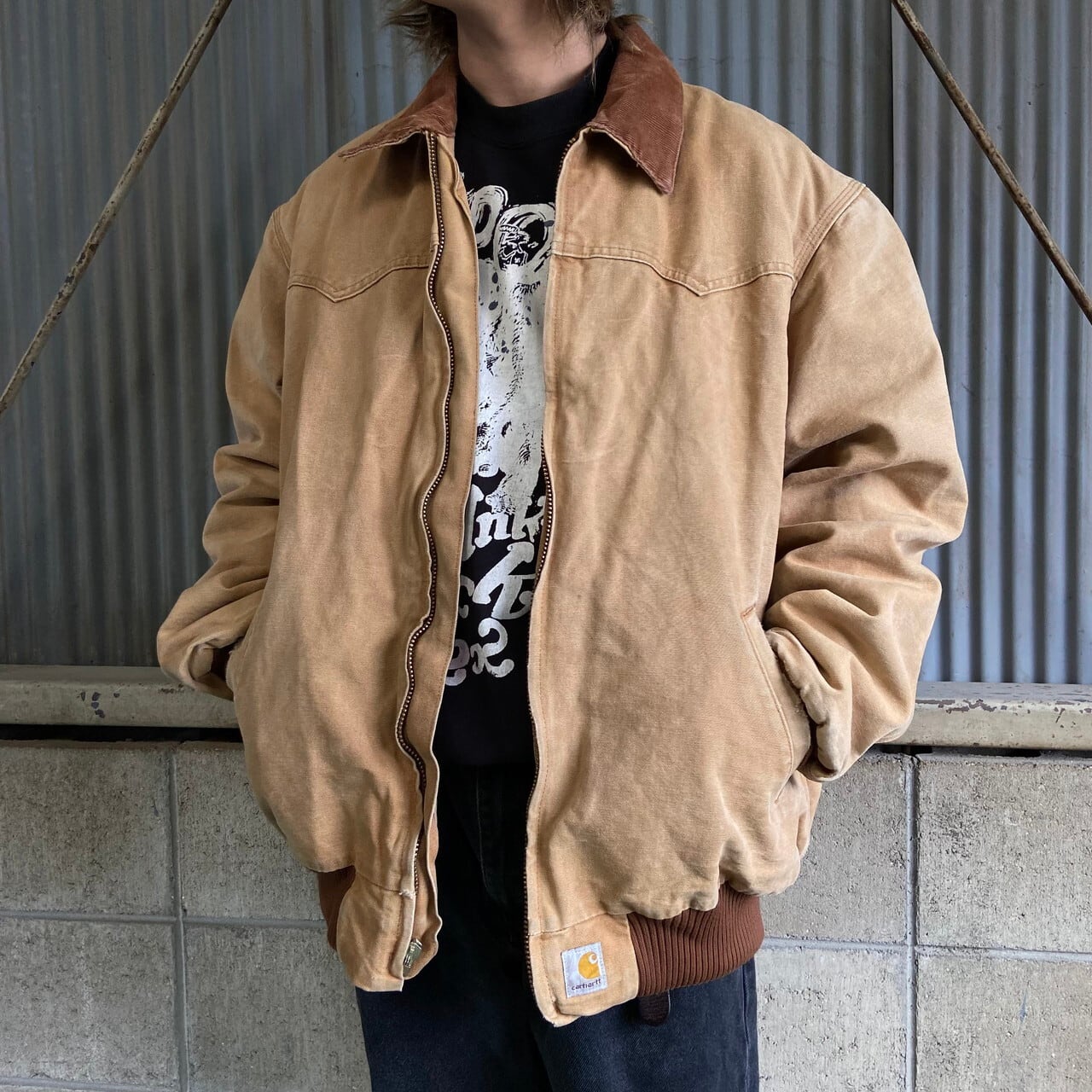 ビッグサイズ 90年代 USA製 Carhartt カーハート サンタフェジャケット ワークジャケット メンズ2XL相当 古着 90s ビンテージ  ヴィンテージ ブルゾン ダック地 キルティングライナー キャメルブラウン 茶色 大きいサイズ 【ワークジャケット】【SA2204】 | cave ...