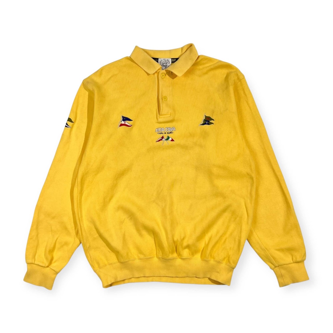SINA COVA シナコバ  国旗デザイン 長袖 ポロシャツ M/イエロー メンズ トレーナー風生地