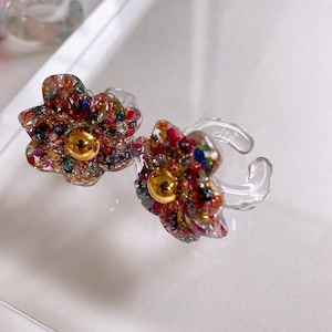 colorful flower ear cuff(お一つ売り)